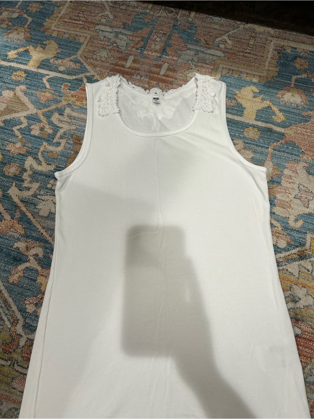 Uniqlo White Lace-Trim Tank Top